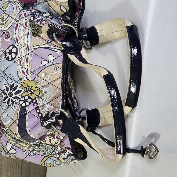 (1466) UNIQUE! Brighton Vinyl Riley Lavender Floral Print...